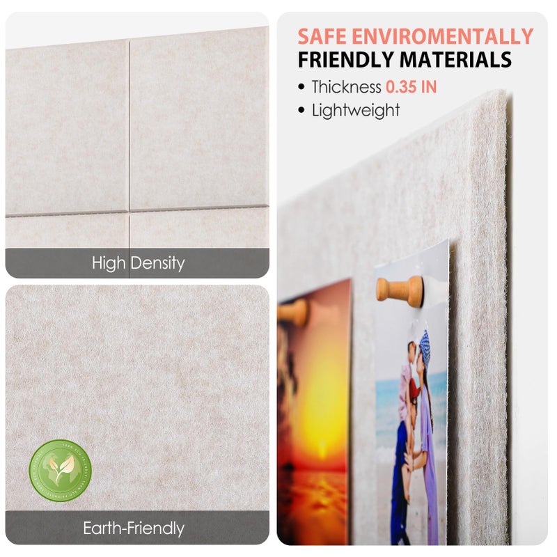 ماكسجير لوحة الفلين الكبيرة من MaxGear للجدار مقاس 48 بوصة × 36 بوصة، لوحة إعلانات بلون أسمر فاتح، 12 قطعة من بلاط الحائط اللباد مع دبابيس الدفع، لوحات الفلين للمكتب، لوحة تثبيت لديكور قائمة الصور - Image 2